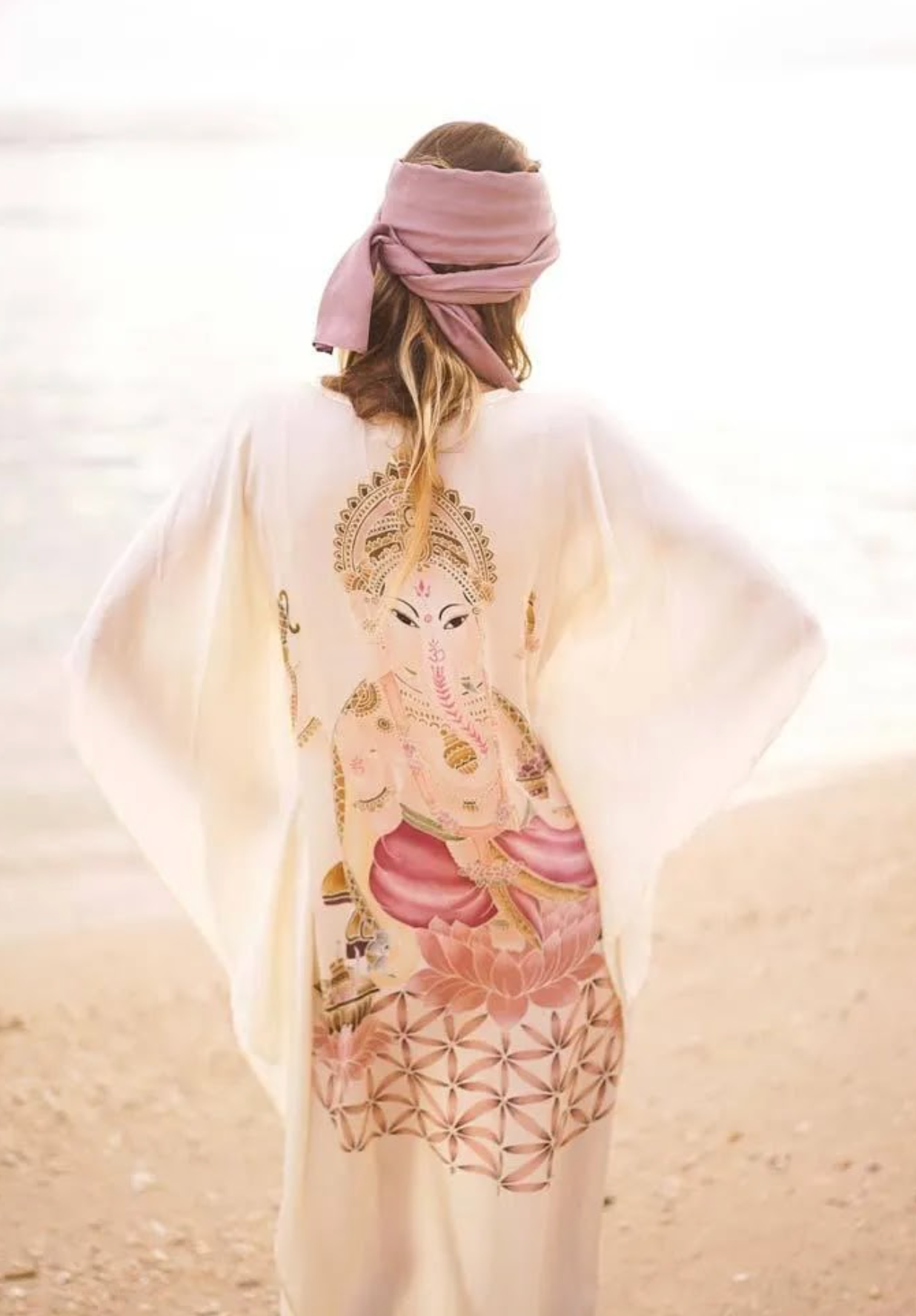 Warriors of the Divine - Ganesha’s got your back Kaftan short / long Silk in cream