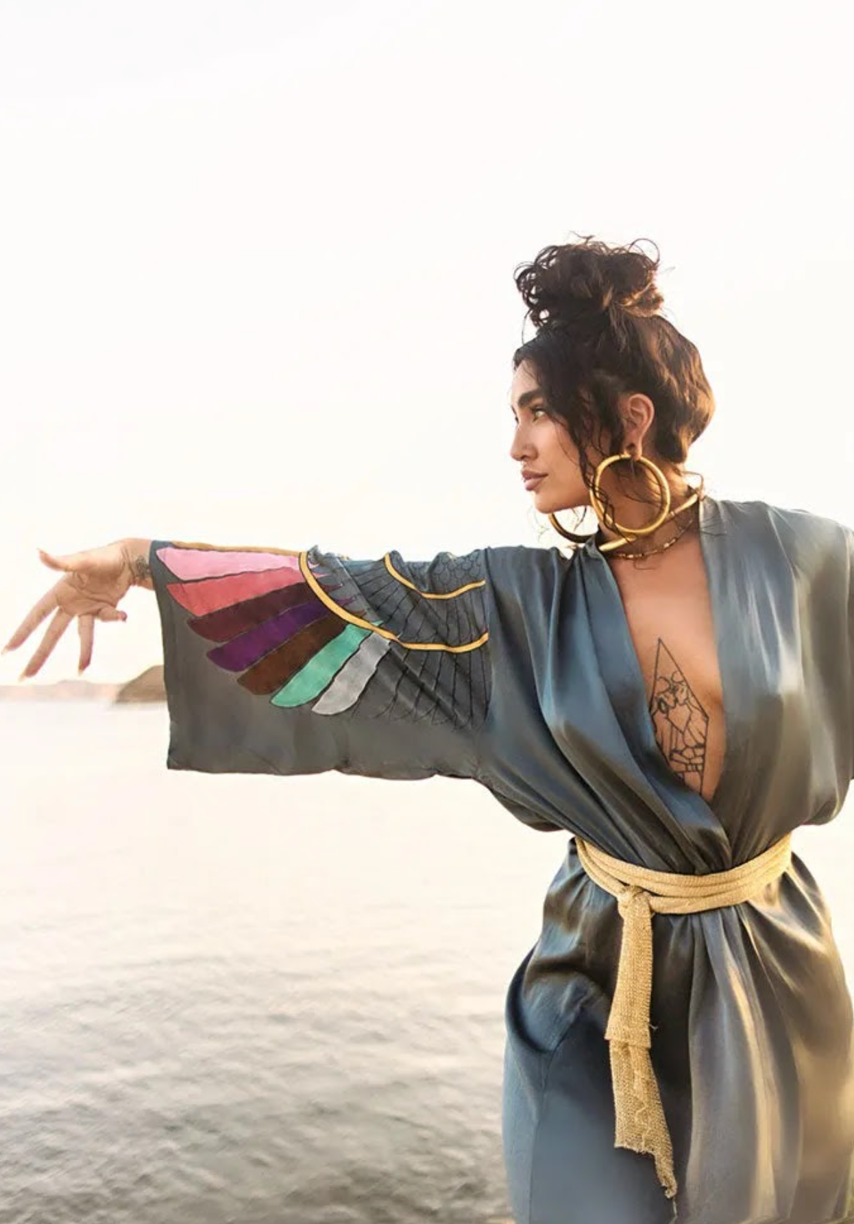 Warriors of the Divine - Iset Kimono Silk in Charcoal