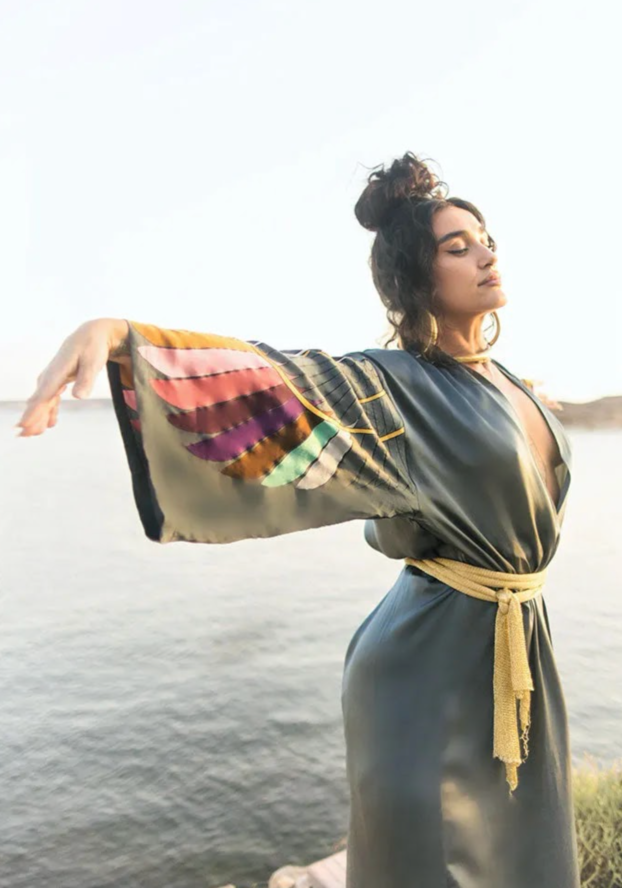 Warriors of the Divine - Iset Kimono Silk in Charcoal
