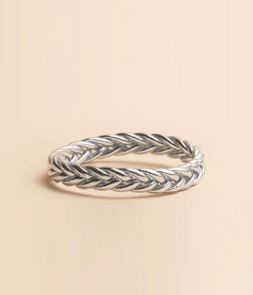 Braided Bracelet Silver Leaf
