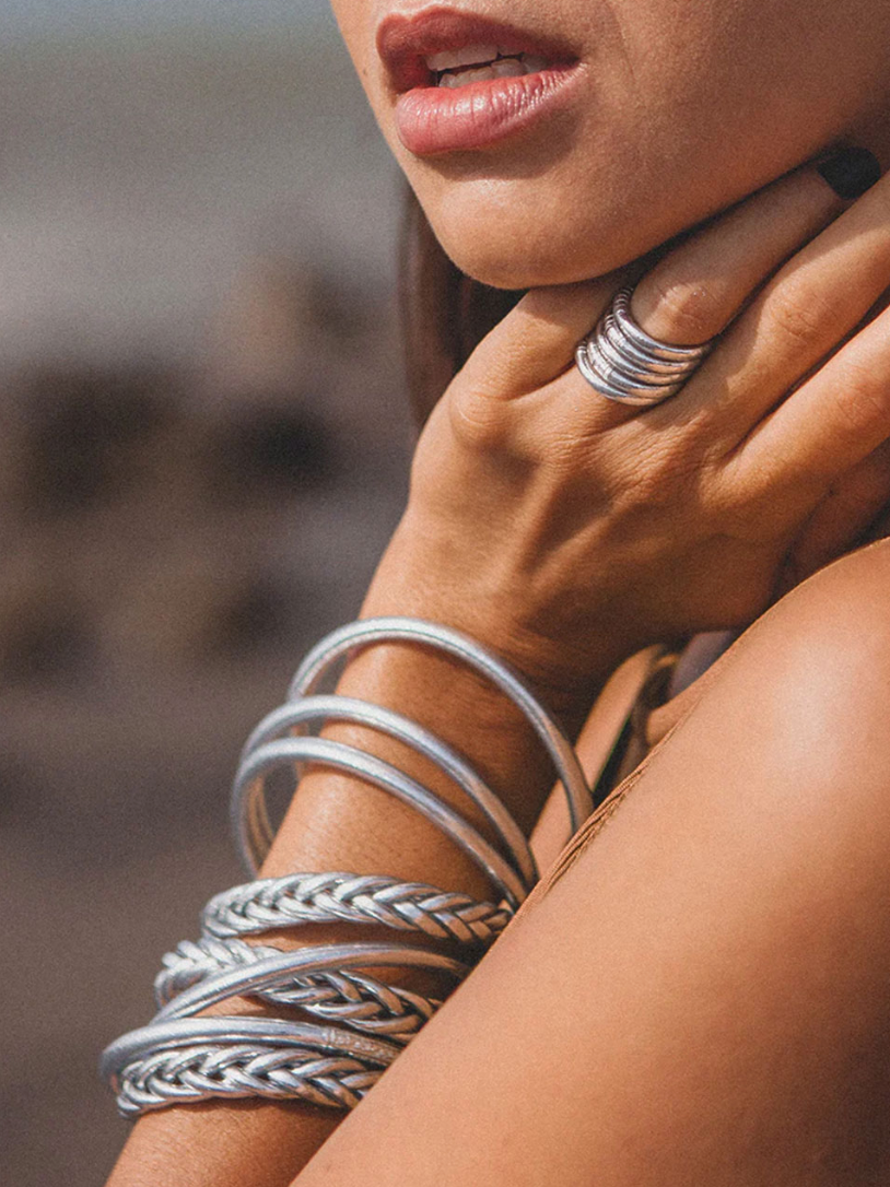 Braided Bracelet Silver Leaf