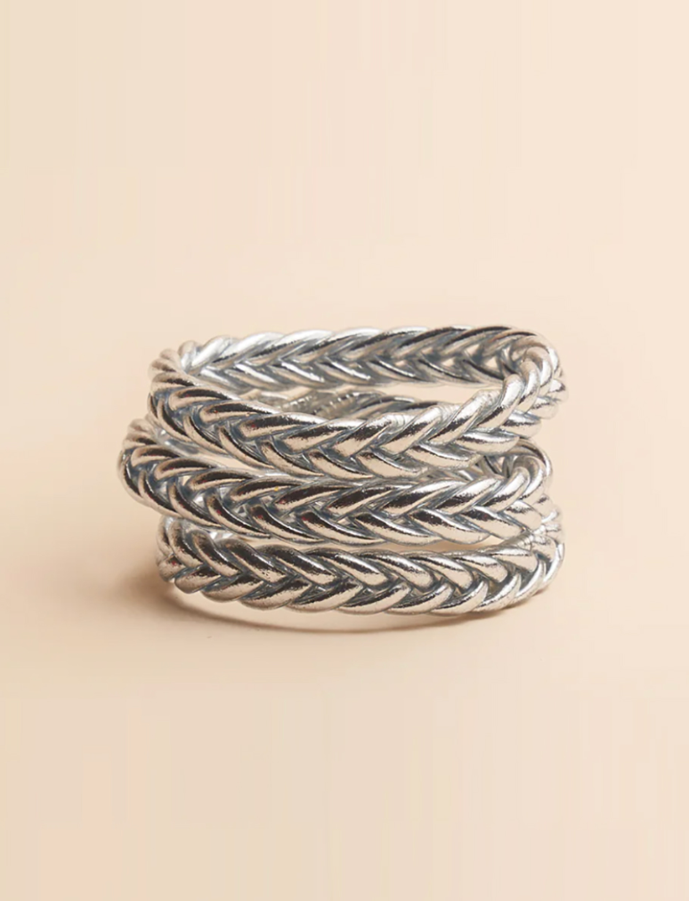Braided Bracelet Silver Leaf