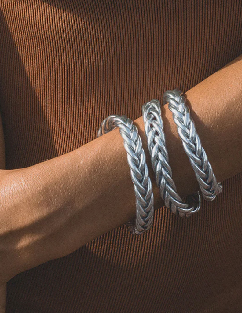 Braided Bracelet Silver Leaf