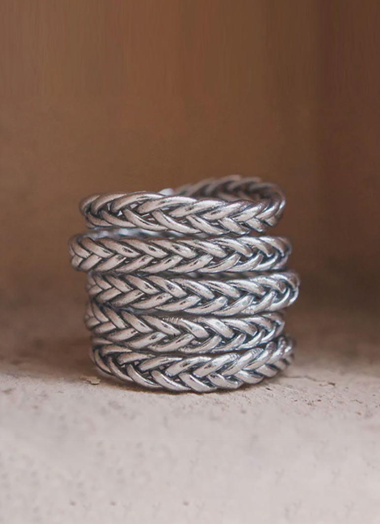 Braided Bracelet Silver Leaf