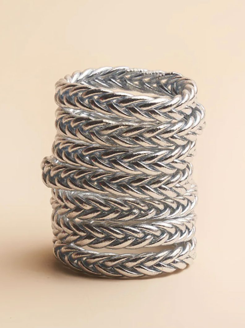 Braided Bracelet Silver Leaf