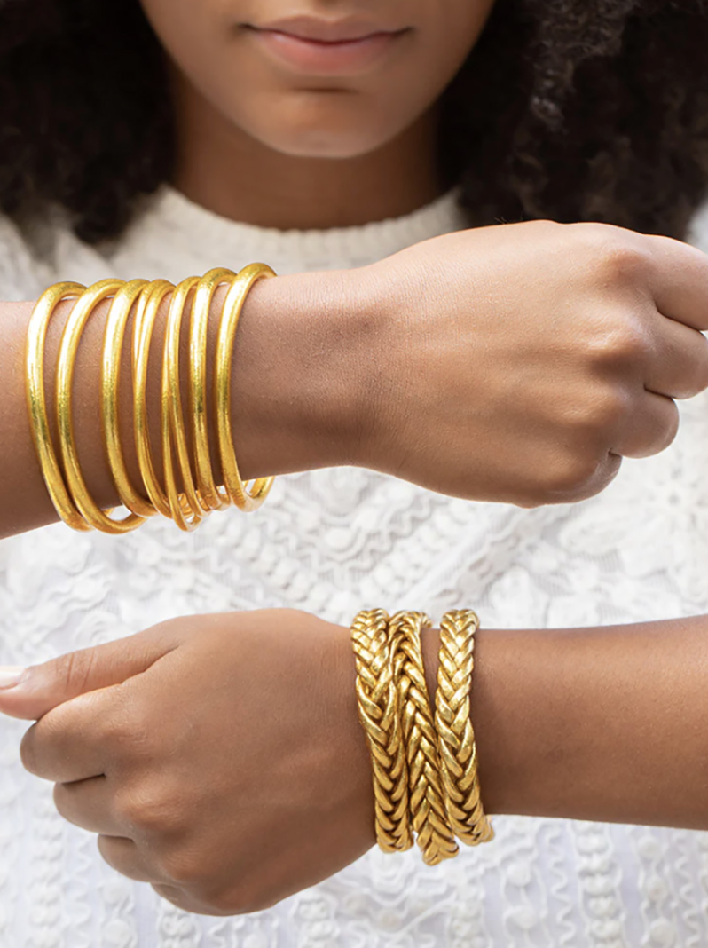 Braided Bracelet Yellow Gold Leaf