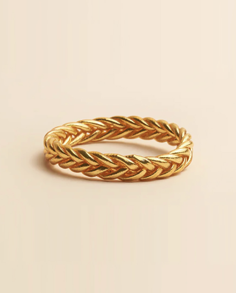 Braided Bracelet Yellow Gold Leaf