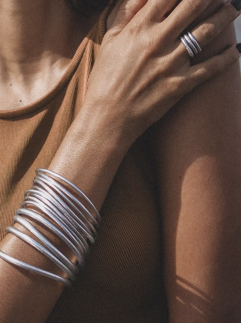 Mantra Bracelet, Silver Leaf