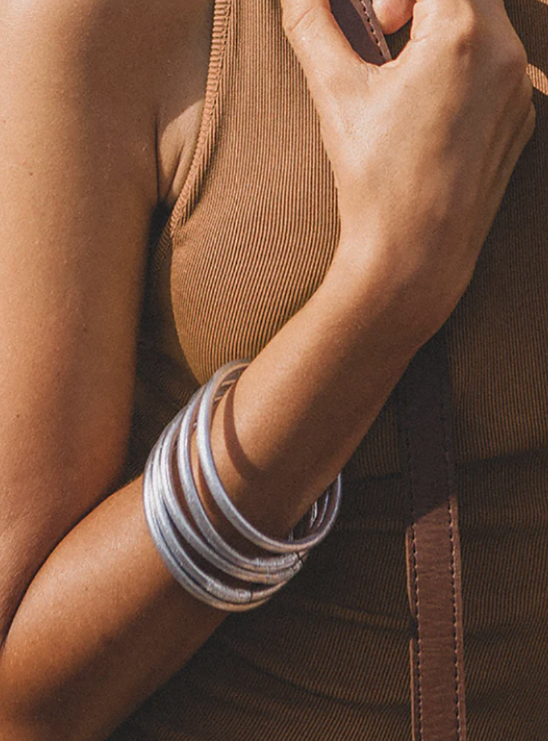 Mantra Bracelet, Silver Leaf
