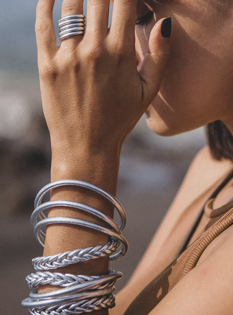 Mantra Bracelet, Silver Leaf