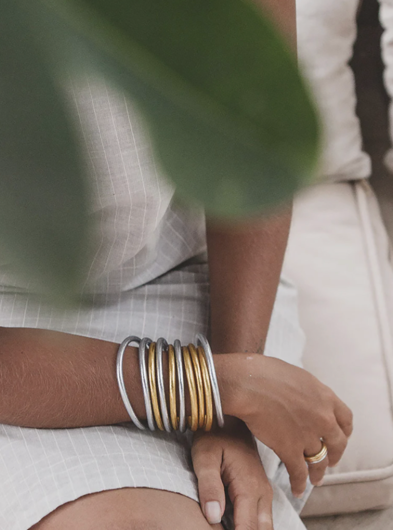 Mantra Bracelet, Yellow Gold Leaf