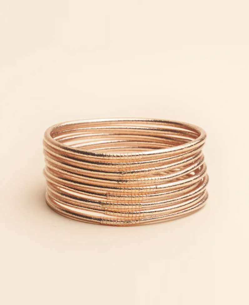 Slim Bangle, Rose Gold Leaf