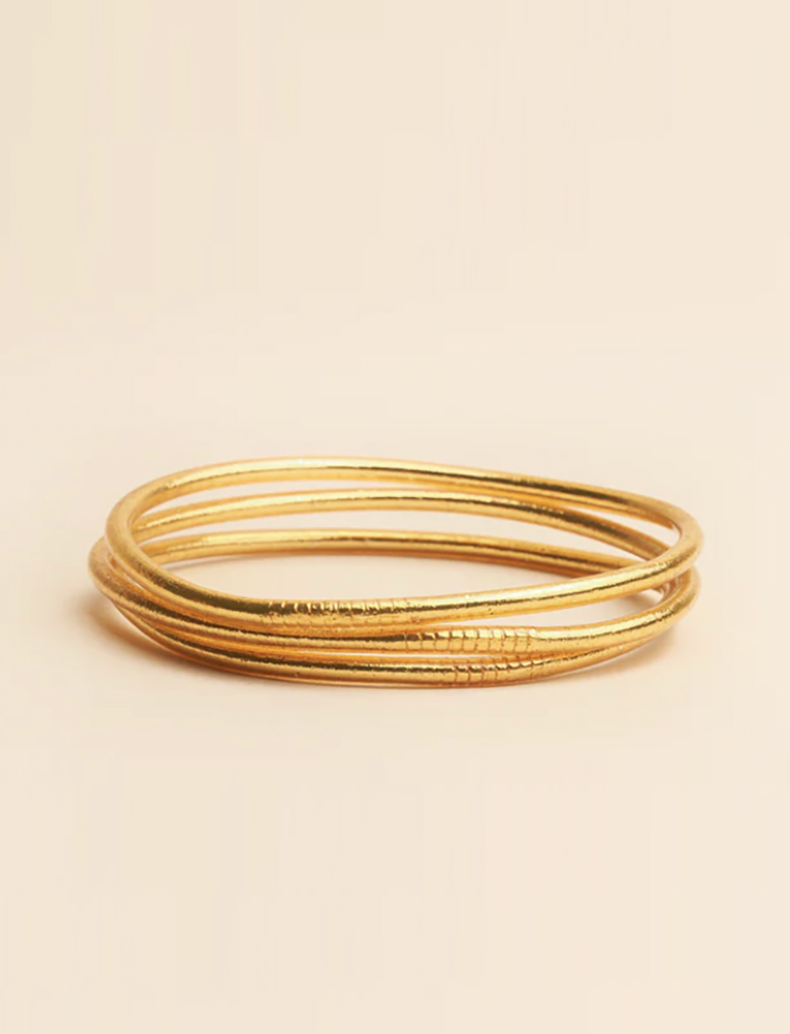 Slim Bangle, Yellow Gold Leaf