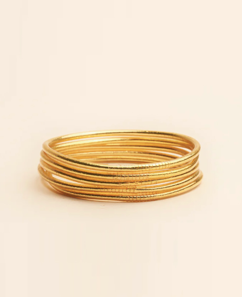 Slim Bangle, Yellow Gold Leaf