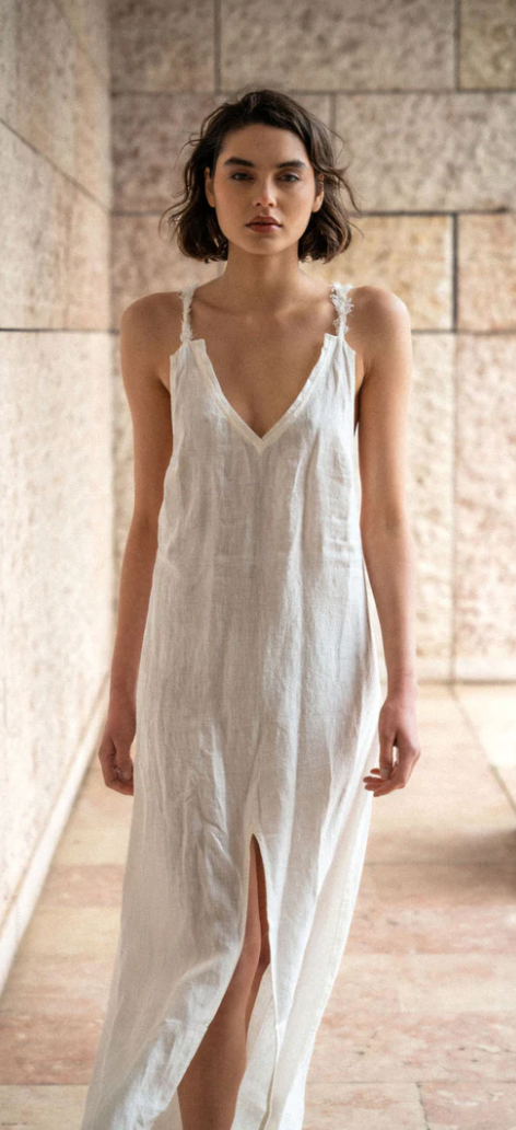 A Perfect Nomad - Bora Bora Dress (White) Linen backless dress