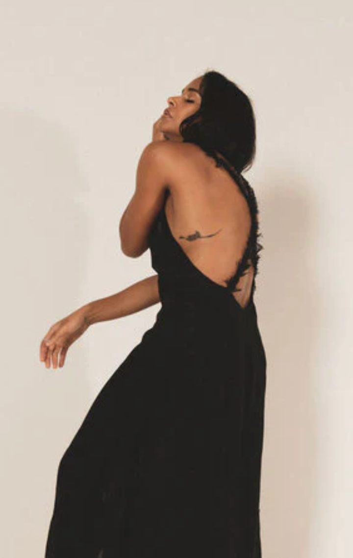 A Perfect Nomad - Bora Bora Dress (Black) Linen backless dress
