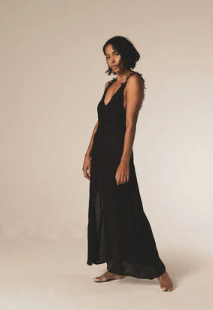 A Perfect Nomad - Bora Bora Dress (Black) Linen backless dress