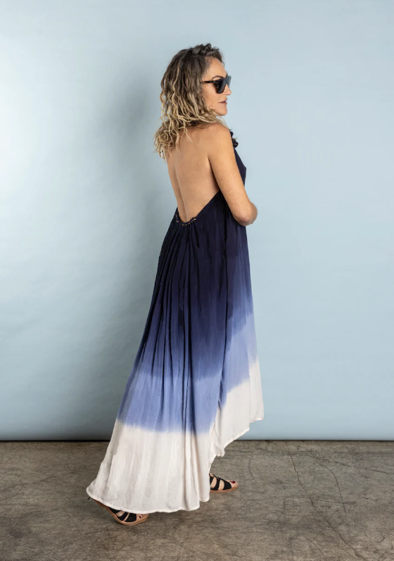 Rocking Gypsy - Catalina Low Back Maxi Halter Dress Ocean