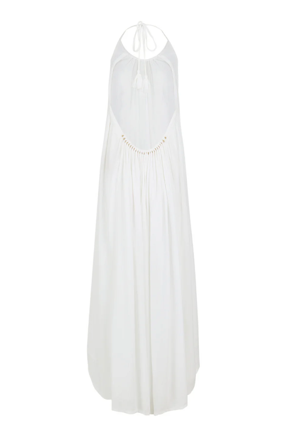 Rocking Gypsy - Catalina Low Back Maxi Halter Dress White