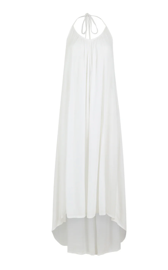 Rocking Gypsy - Catalina Low Back Maxi Halter Dress White