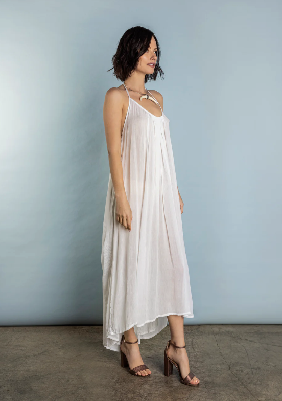 Rocking Gypsy - Catalina Low Back Maxi Halter Dress White