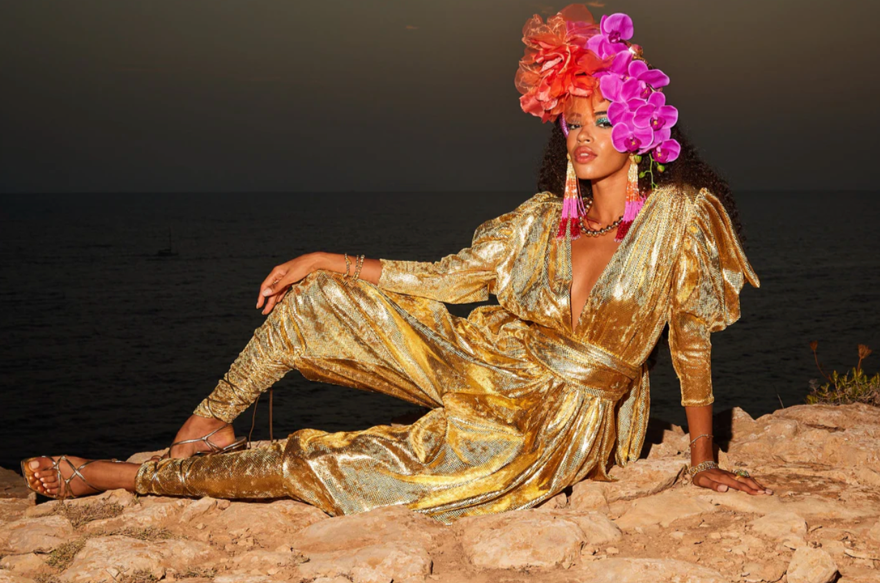 Julia Clancey - Gloria Snakeskin Jumpsuit Set Gold