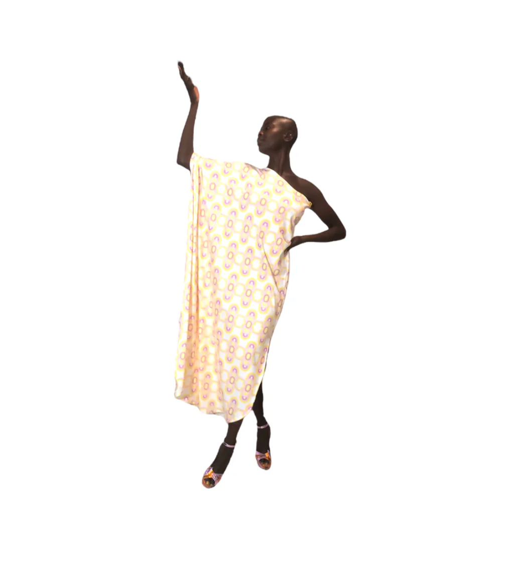 Julia Clancey - Madam Olympia White Limon Satin Kaftan