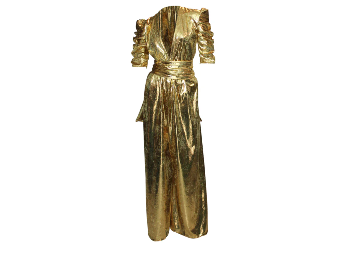 Julia Clancey - Olivia Gold Snakeskin Palazzo Jumpsuit
