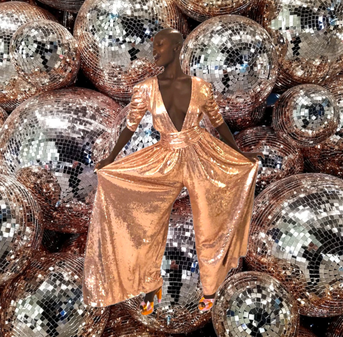 Julia Clancey - Olivia Rose Gold Sequin Palazzo Jumpsuit Set