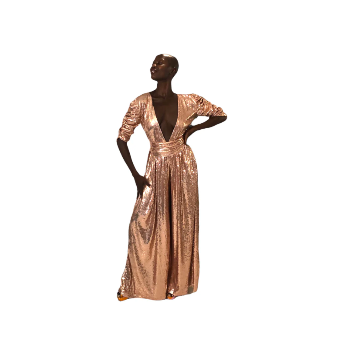 Julia Clancey - Olivia Rose Gold Sequin Palazzo Jumpsuit Set