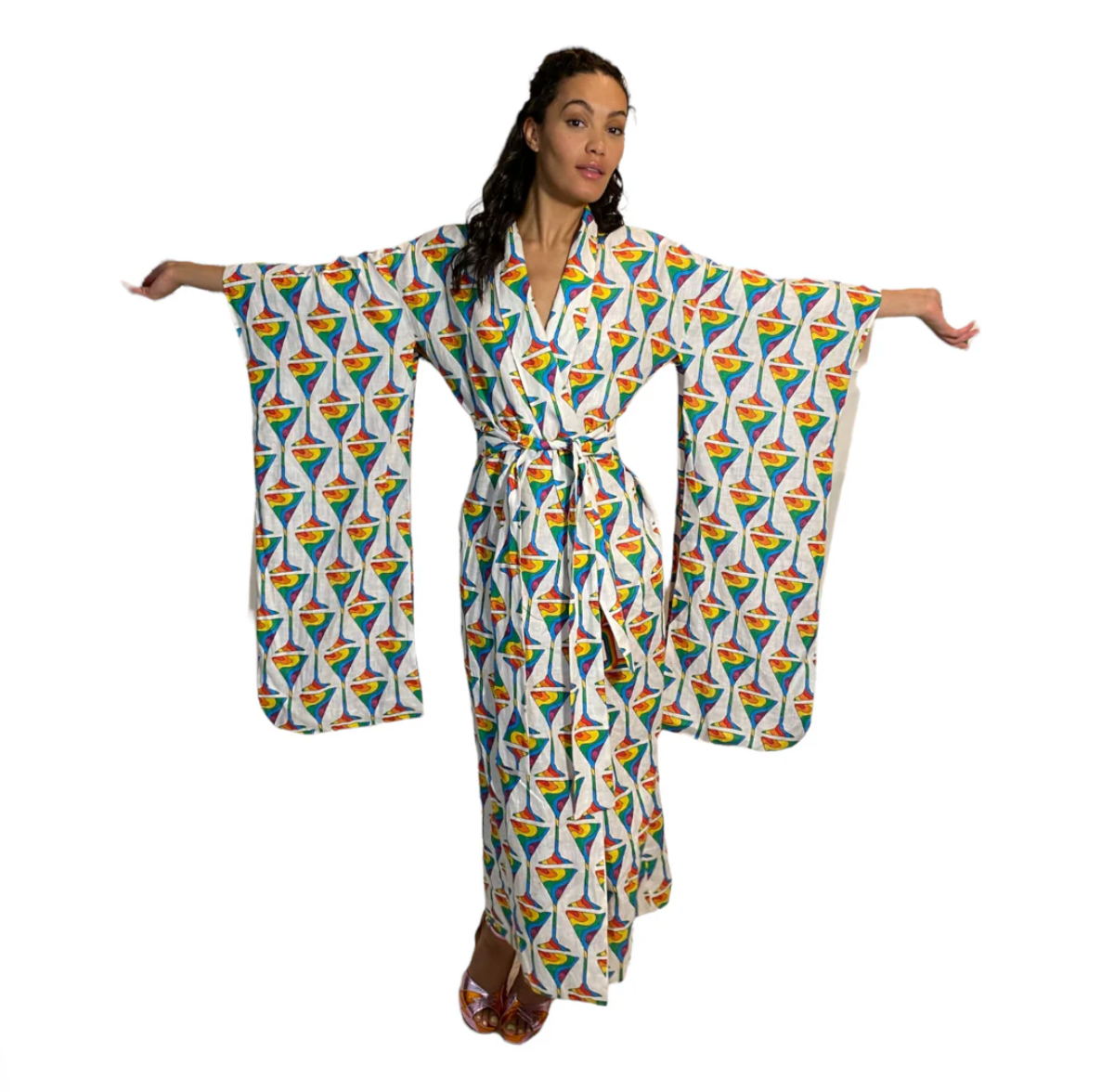 Julia Clancey - Rainbow Martini Reversible Linen Kimono