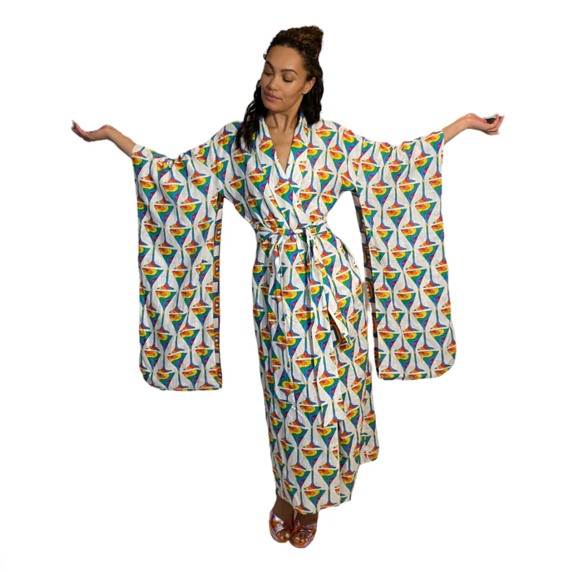 Julia Clancey - Rainbow Martini Reversible Linen Kimono