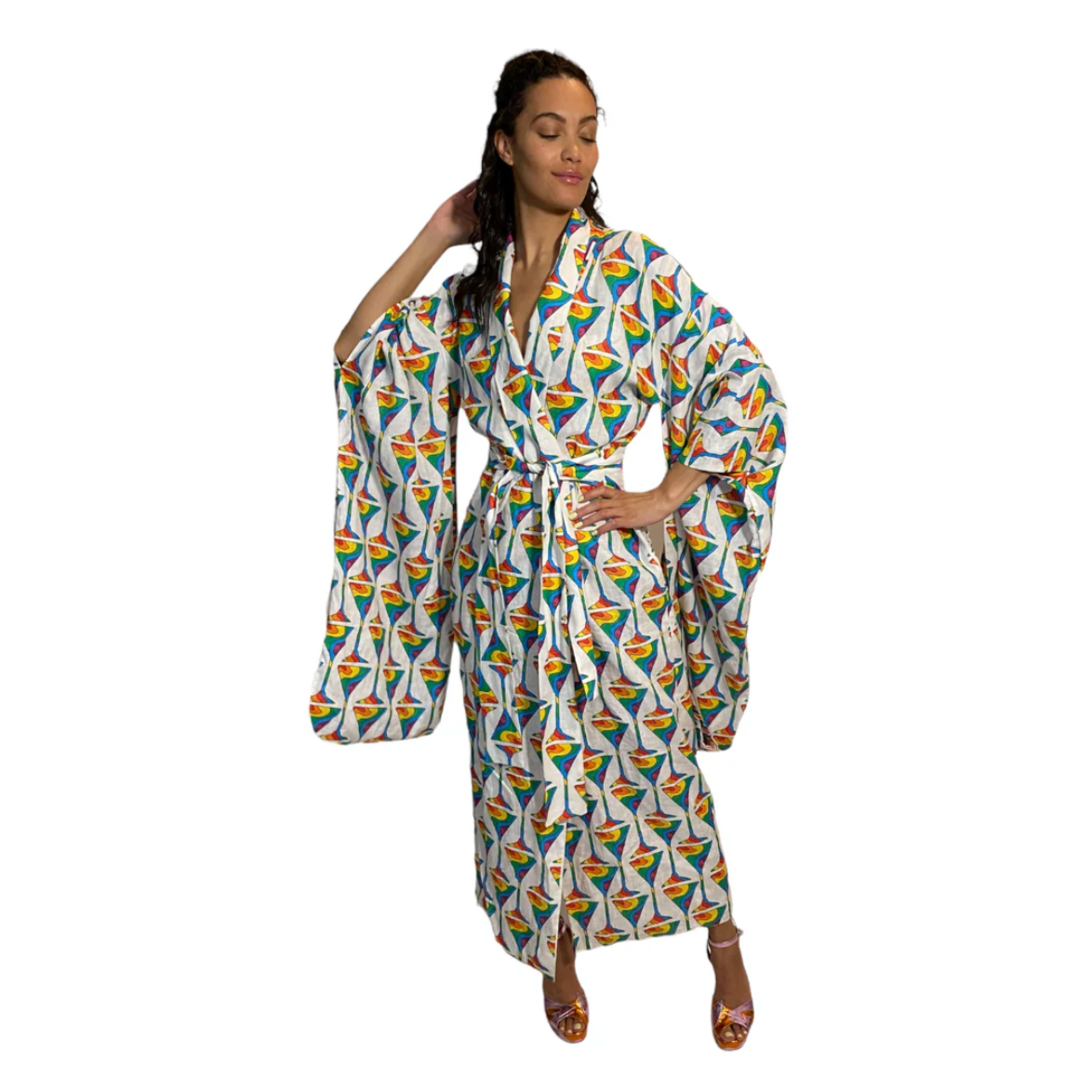 Julia Clancey - Rainbow Martini Reversible Linen Kimono