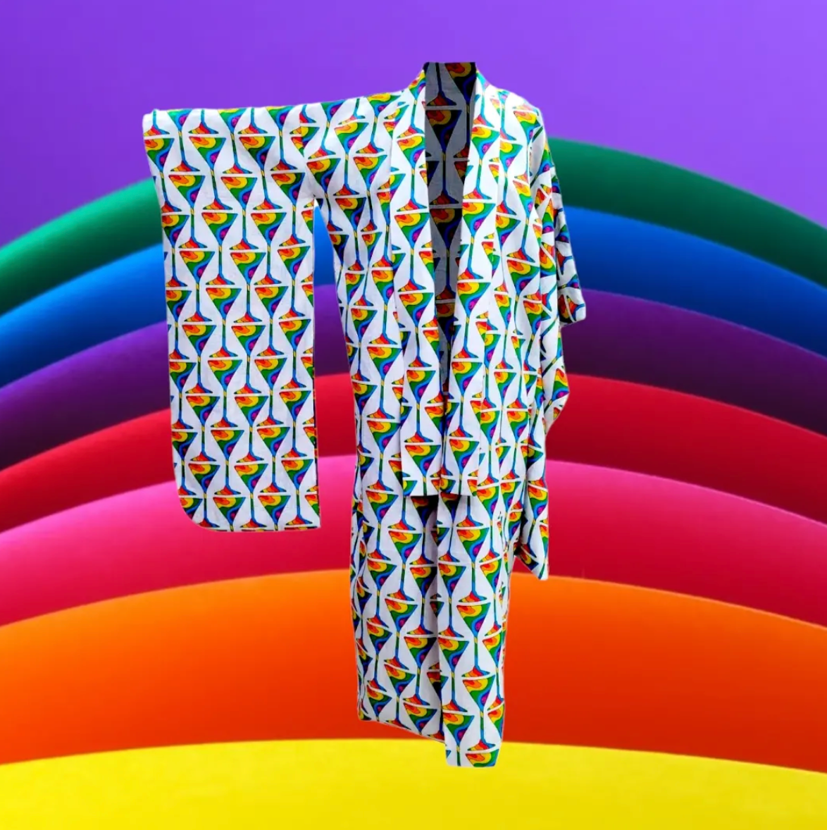 Julia Clancey - Rainbow Martini Reversible Linen Kimono