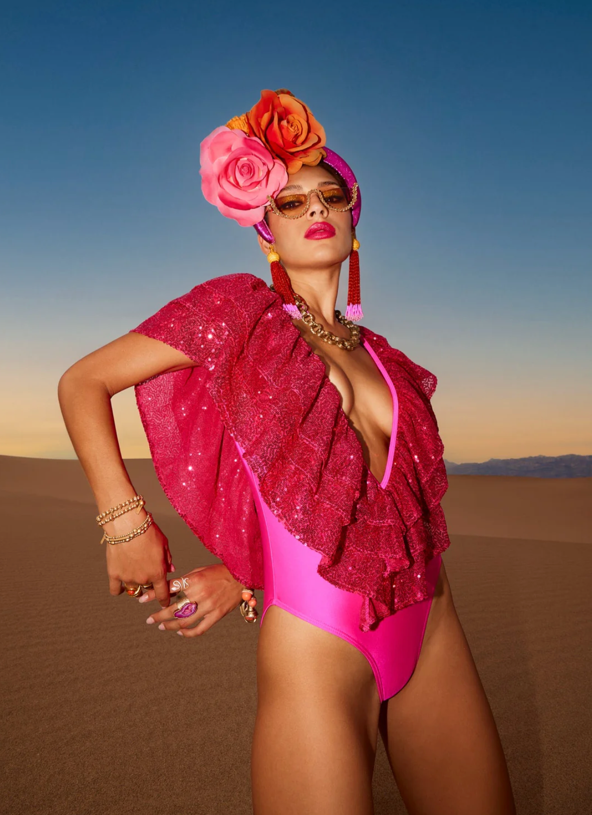 Julia Clancey - Victory Raspberry Sequin Swim Body