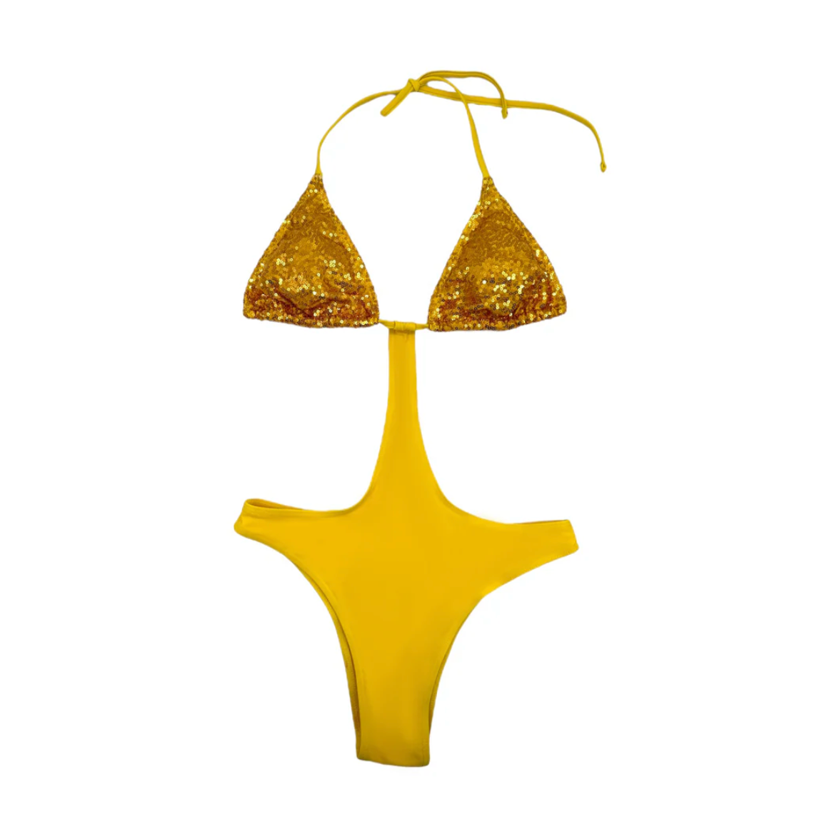 Julia Clancey - Sunshine Yellow Sequin Monokini swimsuit
