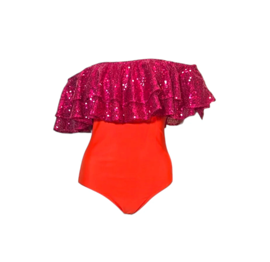 Julia Clancey - Rara Raspberry Tigre Sequin Swimsuit Body