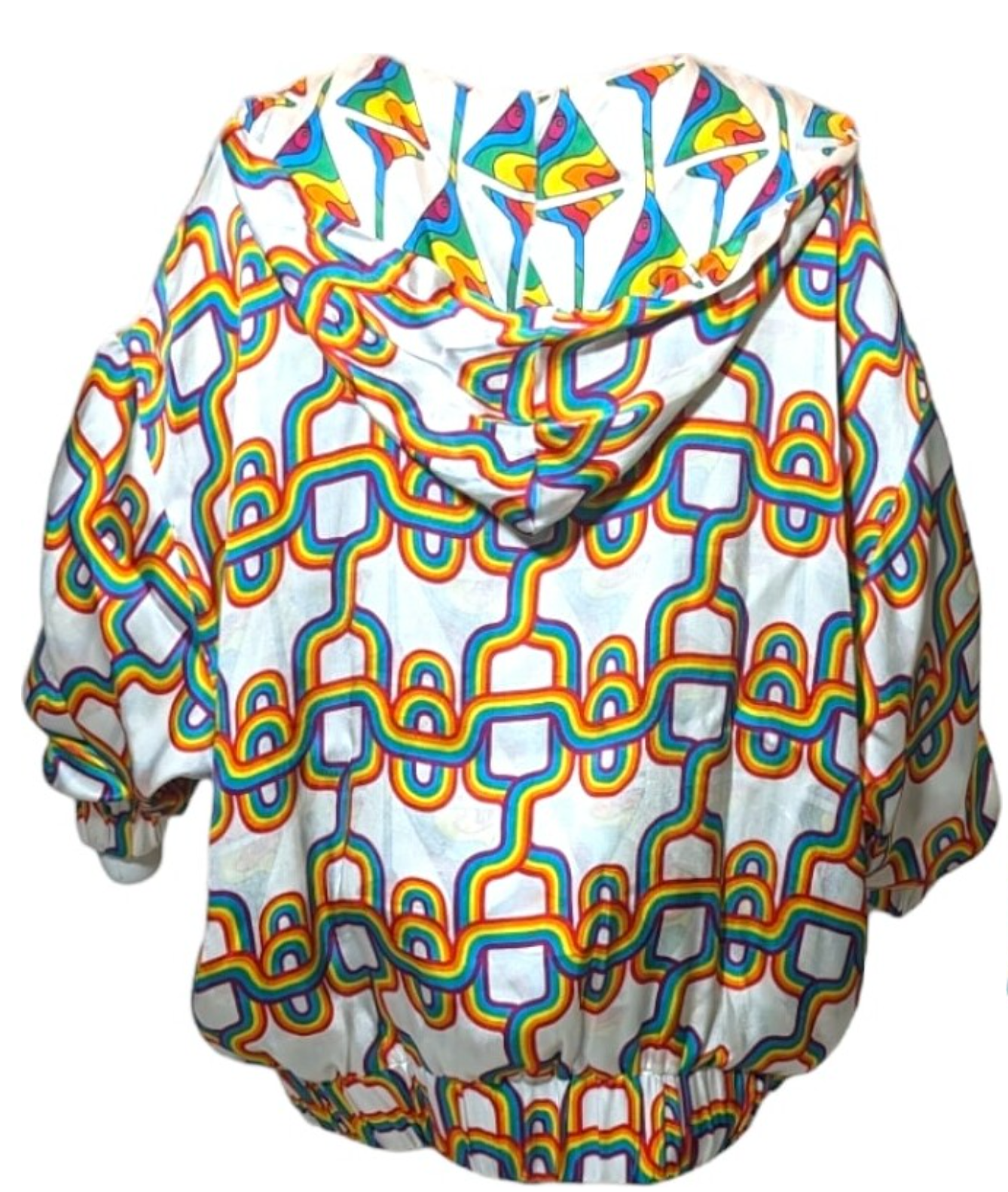 Julia Clancey - Martini and Link Rainbow silk reversible hoodie Medium/Large