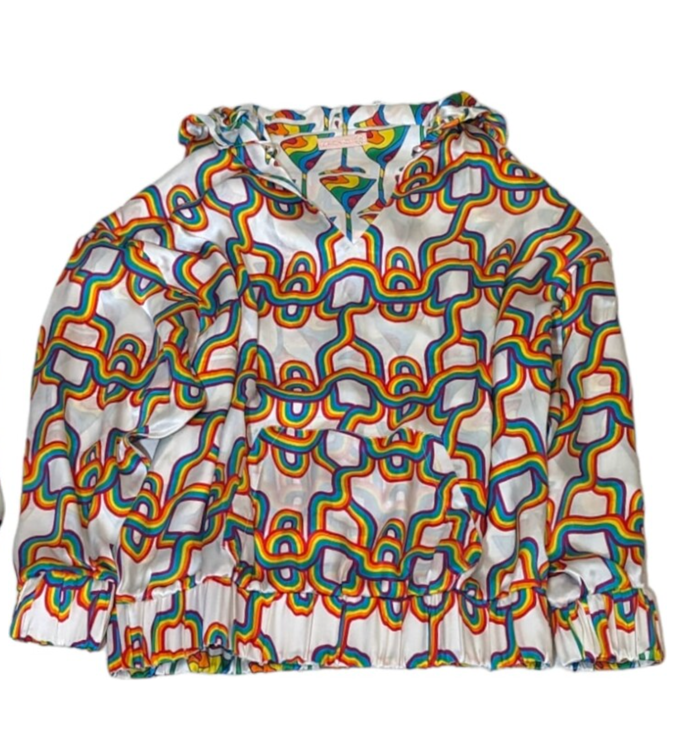 Julia Clancey - Martini and Link Rainbow silk reversible hoodie Medium/Large