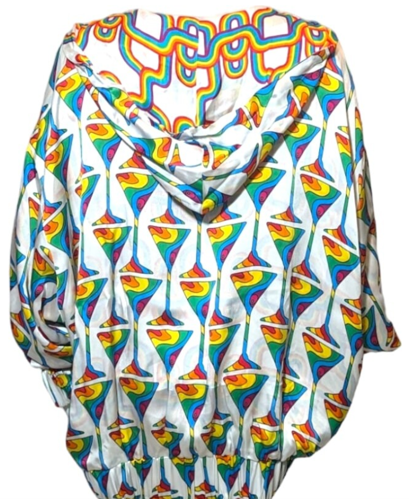 Julia Clancey - Martini and Link Rainbow silk reversible hoodie Medium/Large