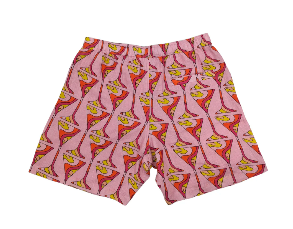 Julia CLancey - Unisex Pink Martini Time Linen Shorts Medium