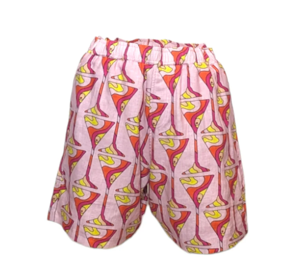 Julia CLancey - Unisex Pink Martini Time Linen Shorts Medium