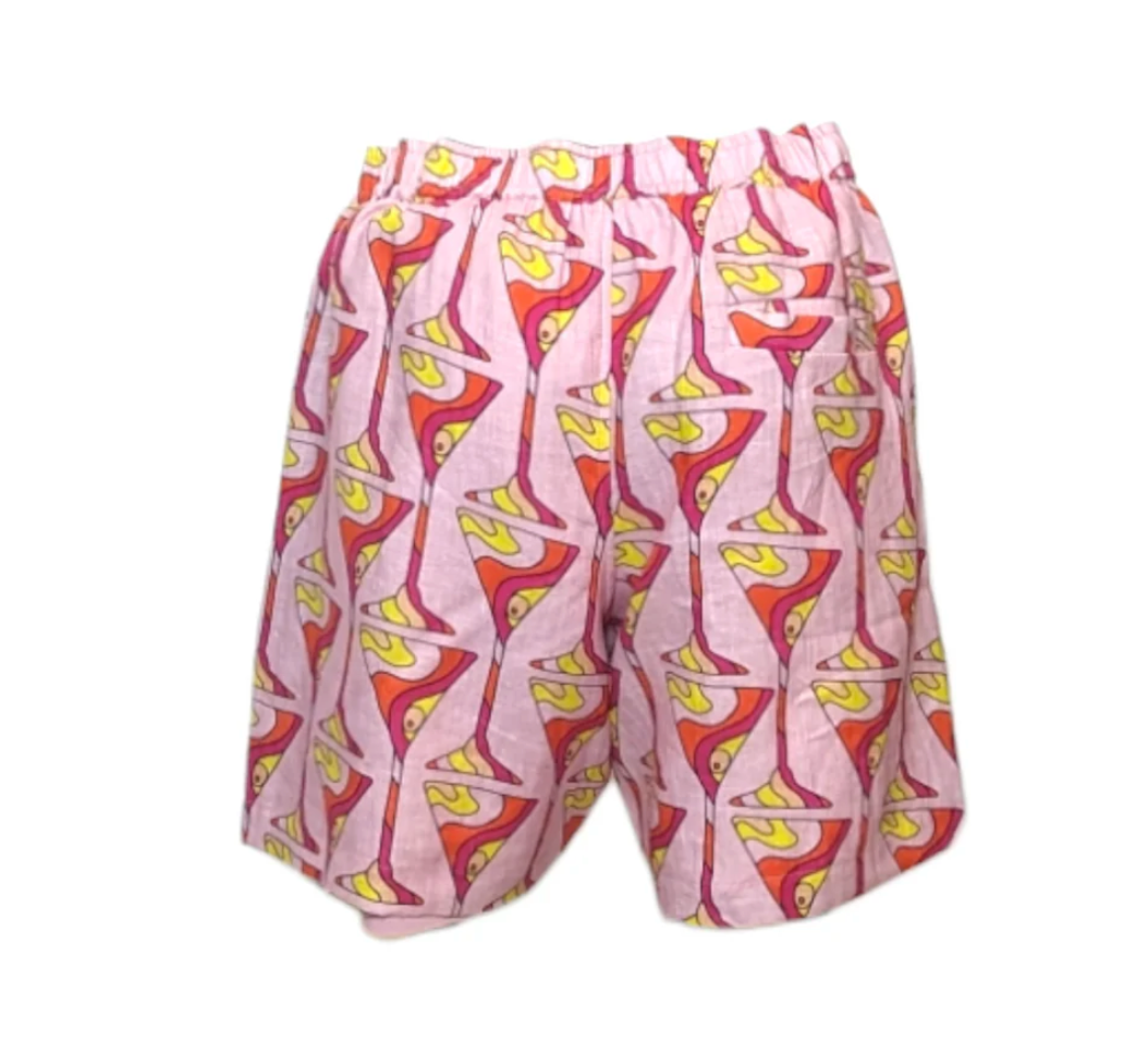 Julia CLancey - Unisex Pink Martini Time Linen Shorts Medium