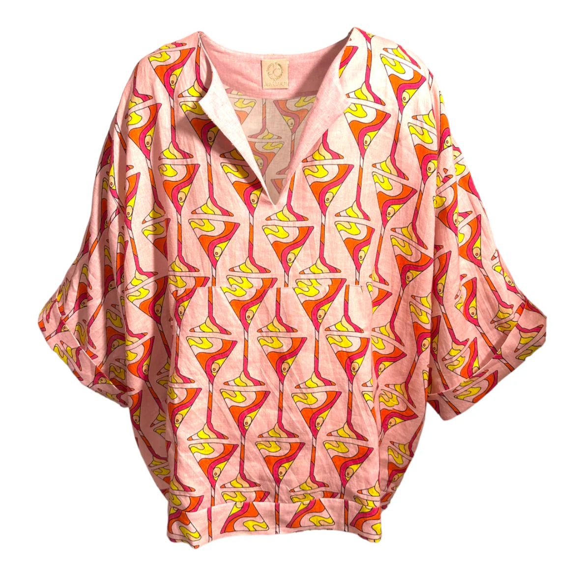 Julia Clancey -Unisex Pink Martini Time Linen Top