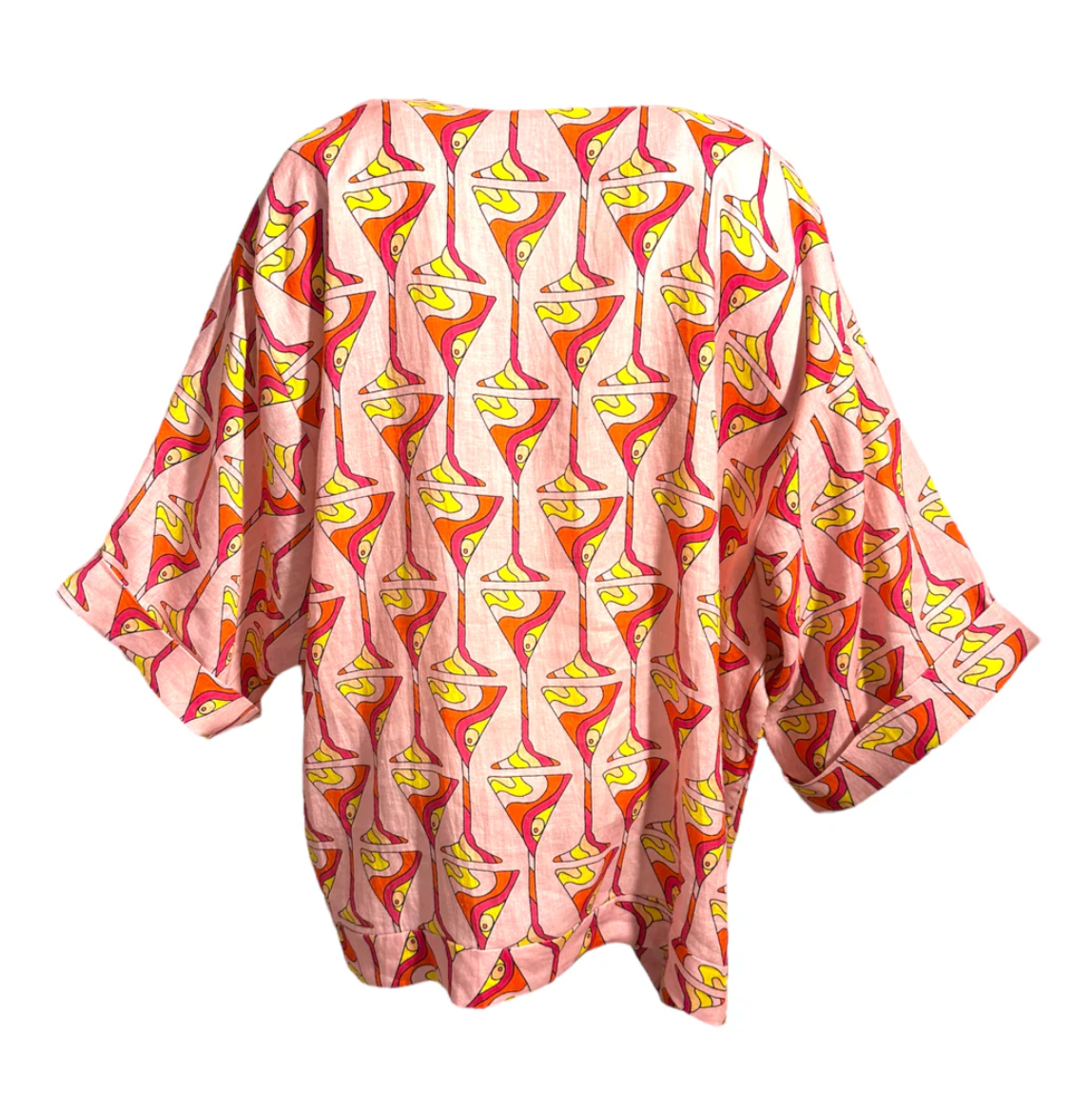 Julia Clancey -Unisex Pink Martini Time Linen Top