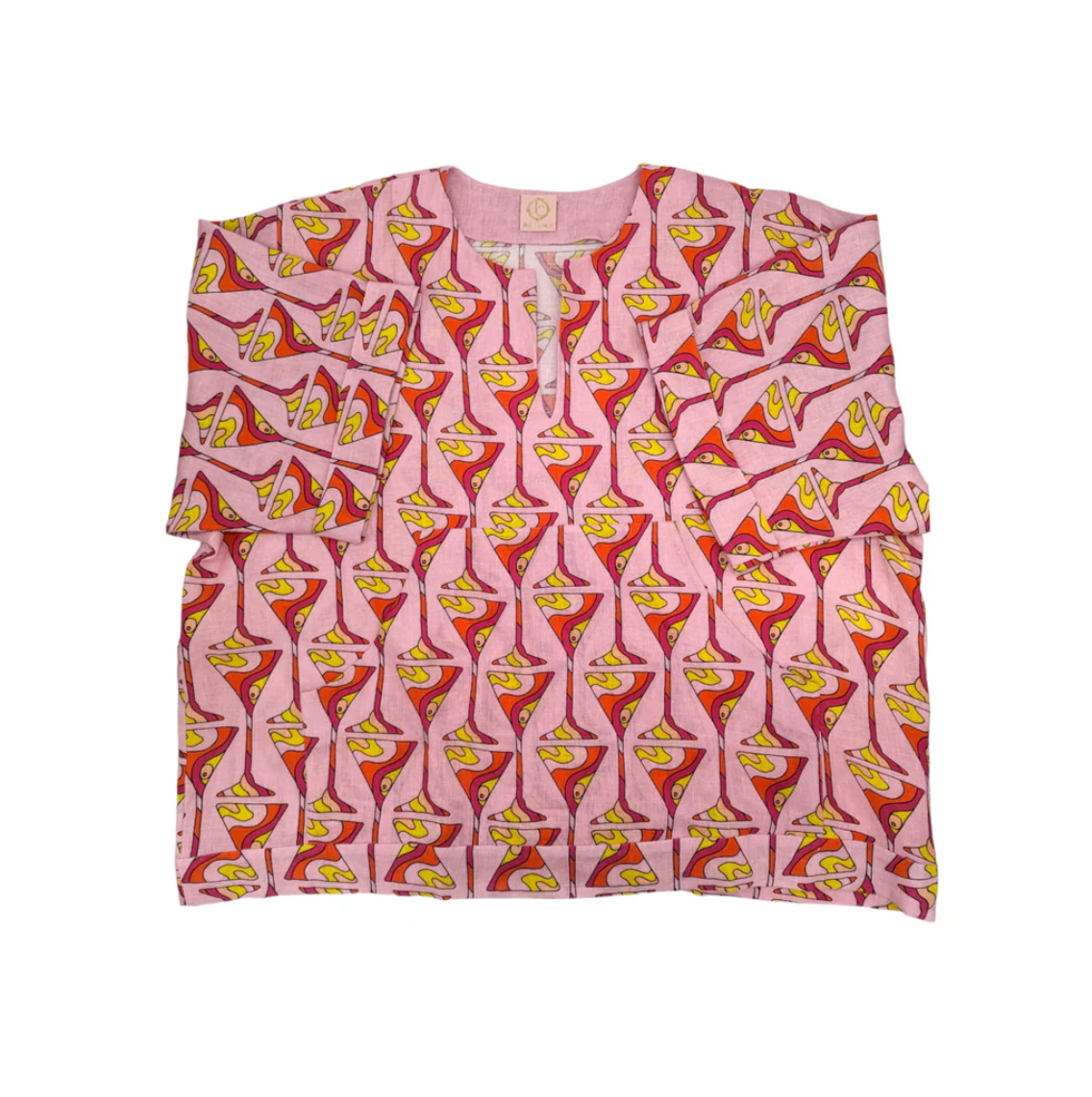 Julia Clancey -Unisex Pink Martini Time Linen Top