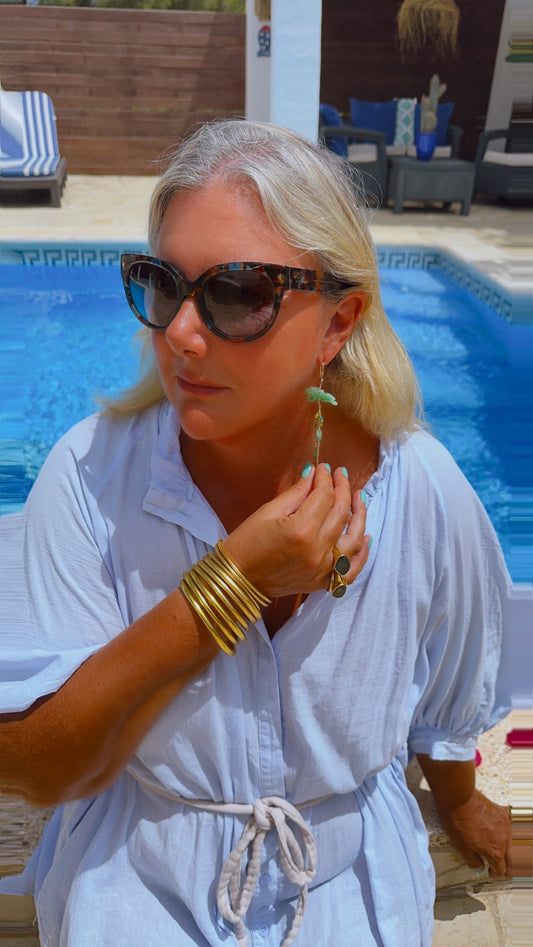Jade and Emerald Flying horse earrings