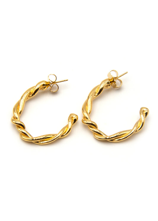 Gold plated twisted hoop earring