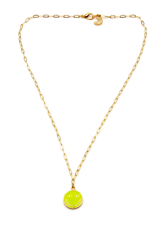 Beach Jewellery - Smiley Pendant in Acid Yellow Enamel