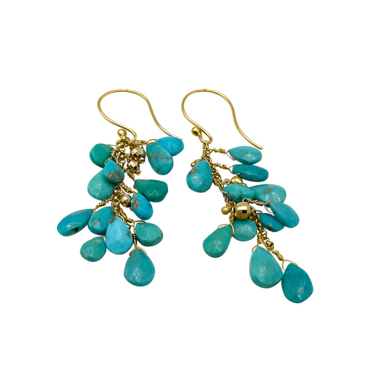 Sleeping Beauty Cascade gold earrings